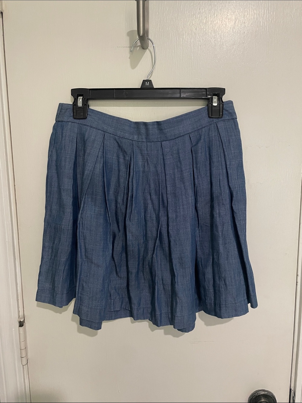 American Eagle Outfitters Blue Pleated chambray denim Skirt